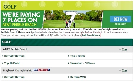 what are the best bookies for betting on golf?