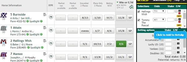 lucky 15 horse racing example