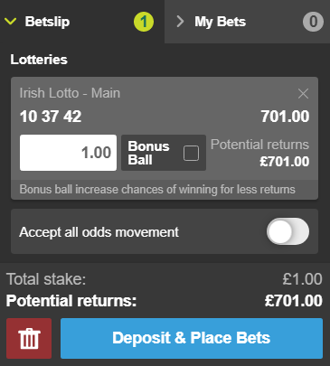 betfred irish lotto 6&7 number